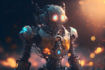 Obraz na płótnie Canvas Cyborg Robot created using AI Generative Technology