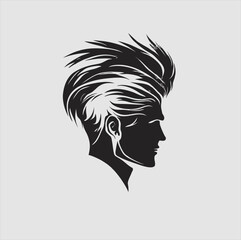 illustration of male hairstyle icon, male face logo for male hair salon business design