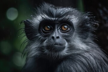 Obraz premium Silvered Leaf Monkey in Kuala Selangor, Malaysia at Melawati Hill. Generative AI