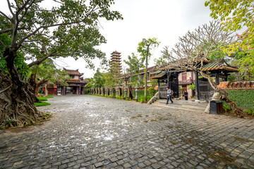 Tourists visit Thien Hung Pagoda in Quy Nhon City, Binh Dinh Province, Vietnam