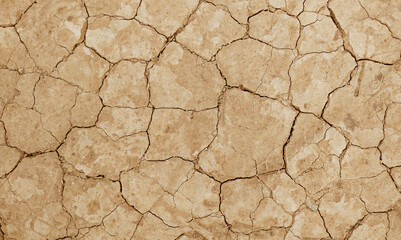 Cracked ground background in the top view for graphic design or wallpaper