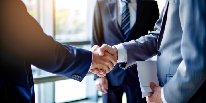 business people shaking hands in the office,  generative AI