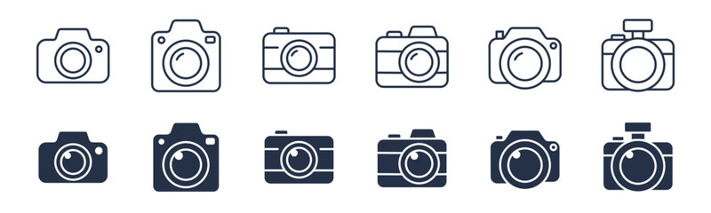 Camera icons. Editable stroke. Vector graphic illustration. For website design, logo, app, template, ui, etc.