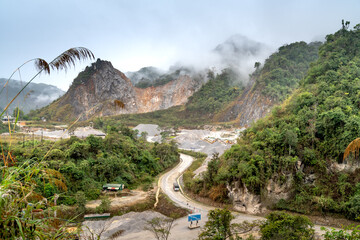 View of an active quarry in Dien Bien province, Vietnam