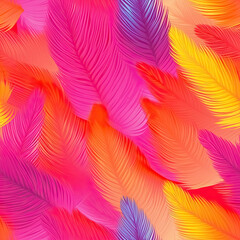 Fototapeta premium Vibrant feathers, seamless, repeatable pattern, large size background, generative AI