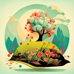 AI Generated Springtime Vector Image 