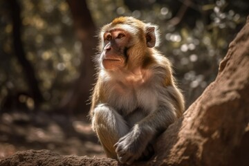 Monkey relaxing in the sun. Generative AI