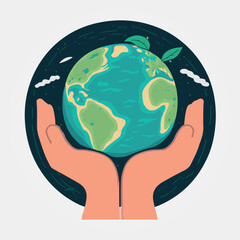 hand holding planet earth, symbolizing taking care of nature