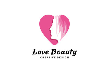 Beautiful woman love logo for beauty business logo design