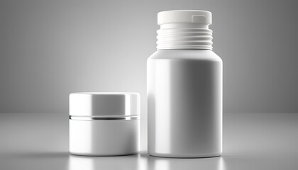 3d illustration of various blank cosmetic container mock-ups, isolated on white background , Generative AI Technology