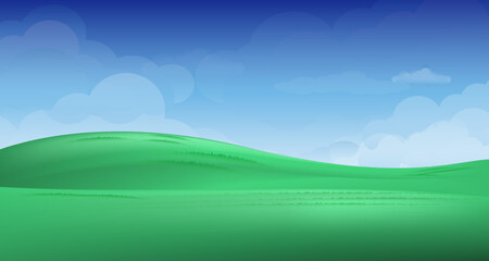 Obraz na płótnie Canvas 3d landscape mountain and hills illustration with 3d trees, cloud and sun. vector illustration. 
