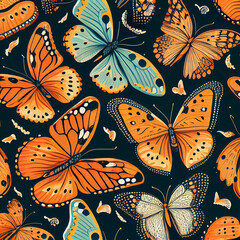 Butterfly, seamless pattern illustration, Generative AI