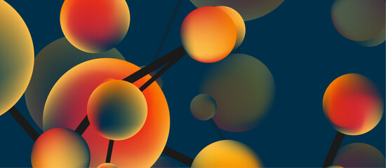 Line points connections geometric landing page background. Fluid circles and spheres with liquid gradients. Vector Illustration For Wallpaper, Banner, Background, Card, Book Illustration, landing page