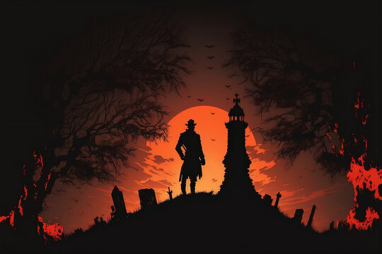 Van Helsing Silhouette Generative AI