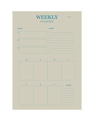 （melon）Weekly planner.  Minimalist planner template set. Vector illustration.