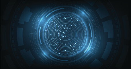 Circle technology dark blue overlay concept.Circular geometric shape technology background.	