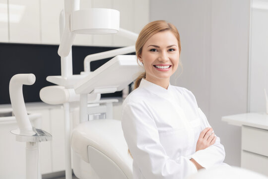 Detail-Oriented Female Dentist with Meticulous Attention to Oral Hygiene and Patient Satisfaction, generative ai