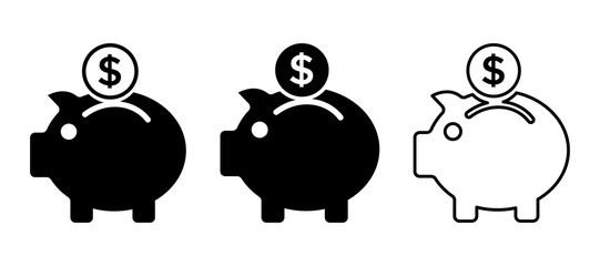 Piggybank vector icons set