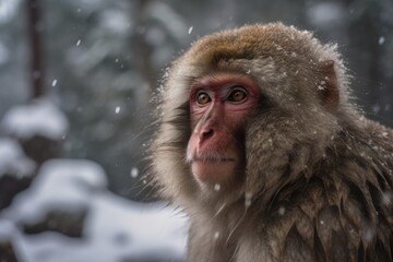 The zoological park's Japanese monkey. Generative AI
