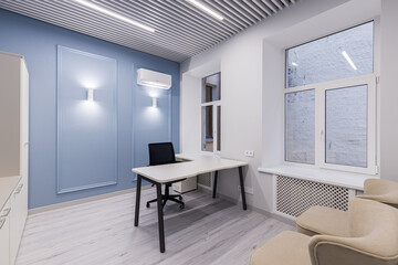 Empty office after renovation with new furniture