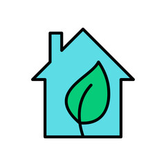 Eco plant garden house environmental icon outline fill