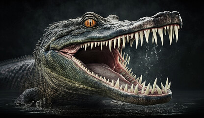 Reptile dinosaur teeth danger illustration dragon extinct ,generative AI
