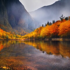 Mysterious realistic highly detailed fall Landscape That Inspires Wanderlust with depth k quality