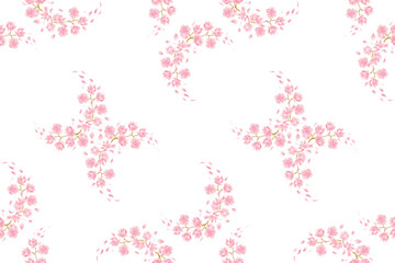 Illustration of the pink flower pattern on white background.