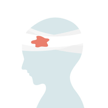 injured head silhouette with bandage and blood clip art preview