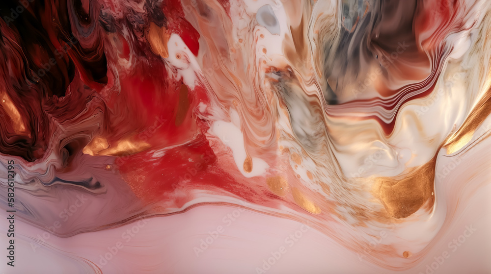 Wall mural Swirls of marble or the ripples of agate. Liquid marble texture. Fluid art. abstract waves skin wall luxurious art ideas. Generative AI