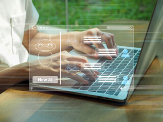 Using intelligent AI chat commands Human beings using intelligent AI technology by inputting...