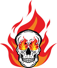 A skull head crossbones flame vector logo symbolimage illustrations