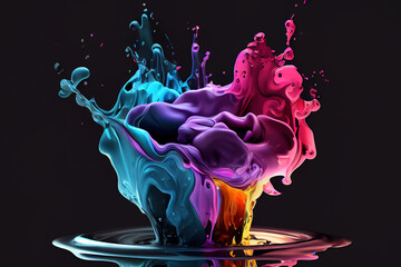 Colorful paint in water. Generative Ai