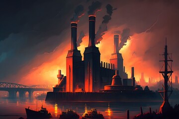 Naklejka premium factory industries created using AI Generative Technology