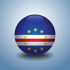 Obraz premium Cape Verde flag. Round glossy. Isolated on color gradient background