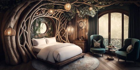 Enchanted Forest Suite: A Wooden Wonderland of Luxury Generative AI