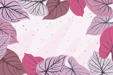 Illustration vector graphic of purple pink taro leaves