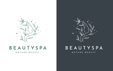 Feminine Woman Line Art Beauty Logo Design Illustration