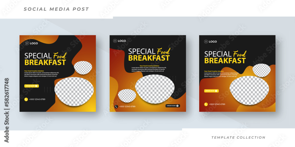 Wall mural Special food breakfast social media promotion banner post design template