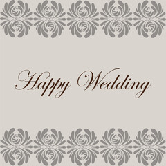 Beautiful Wedding card with floral design in vector
Text: "HAPPY WEDDING" 