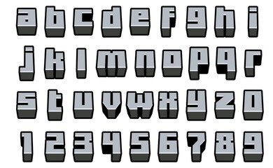 Set of cube style font 