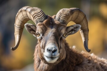 Big horned male goat. Generative AI