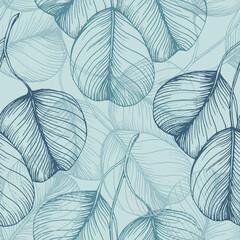 Eucalyptus seamless pattern. Floral botanical flower. Vector elegant floral background for fabric, print, cover, banner, invitation, wrapping, wall art.