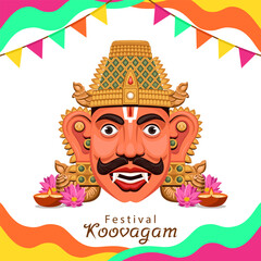 Flat illustration of Koovagam festival. An Indian festival  dedicated to Lord Aravan.