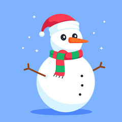 flat snowman for christmas illustration vector icon