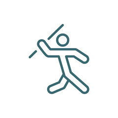 man throwing javelin icon. Thin line man throwing javelin icon from behavior and action collection. Outline vector isolated on white background.