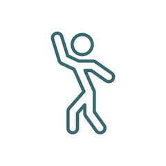 stick man dancing icon. Thin line stick man dancing icon from behavior and action collection. Outline vector isolated on white background. Editable stick man dancing symbol can be used web and mobile