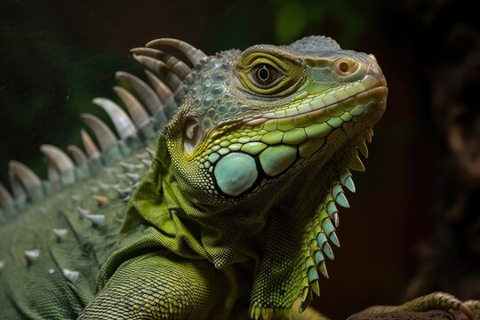Iguana guana Iguana in terrarium, Lguana. Generative AI