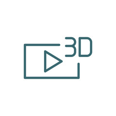 3d video icon. Thin line 3d video icon from cinema and theater collection. Outline vector isolated on white background. Editable 3d video symbol can be used web and mobile