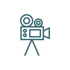 movie camera icon. Thin line movie camera icon from cinema and theater collection. Outline vector isolated on white background. Editable movie camera symbol can be used web and mobile